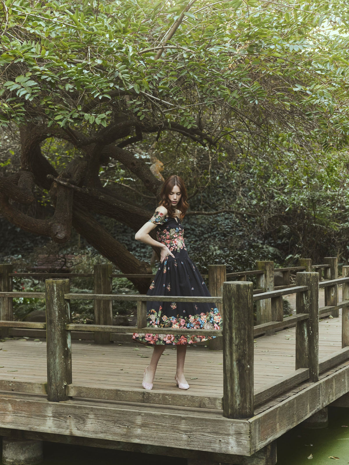 Sydney Dress in Black Victorian Floral