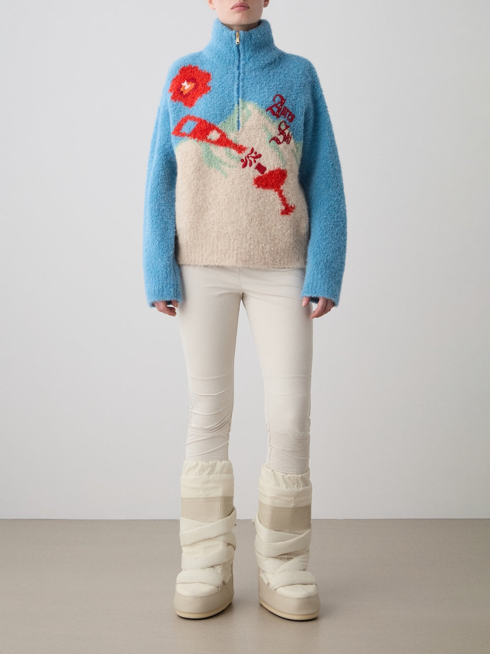 WN x Markarian Boucle Sweater in Light Blue