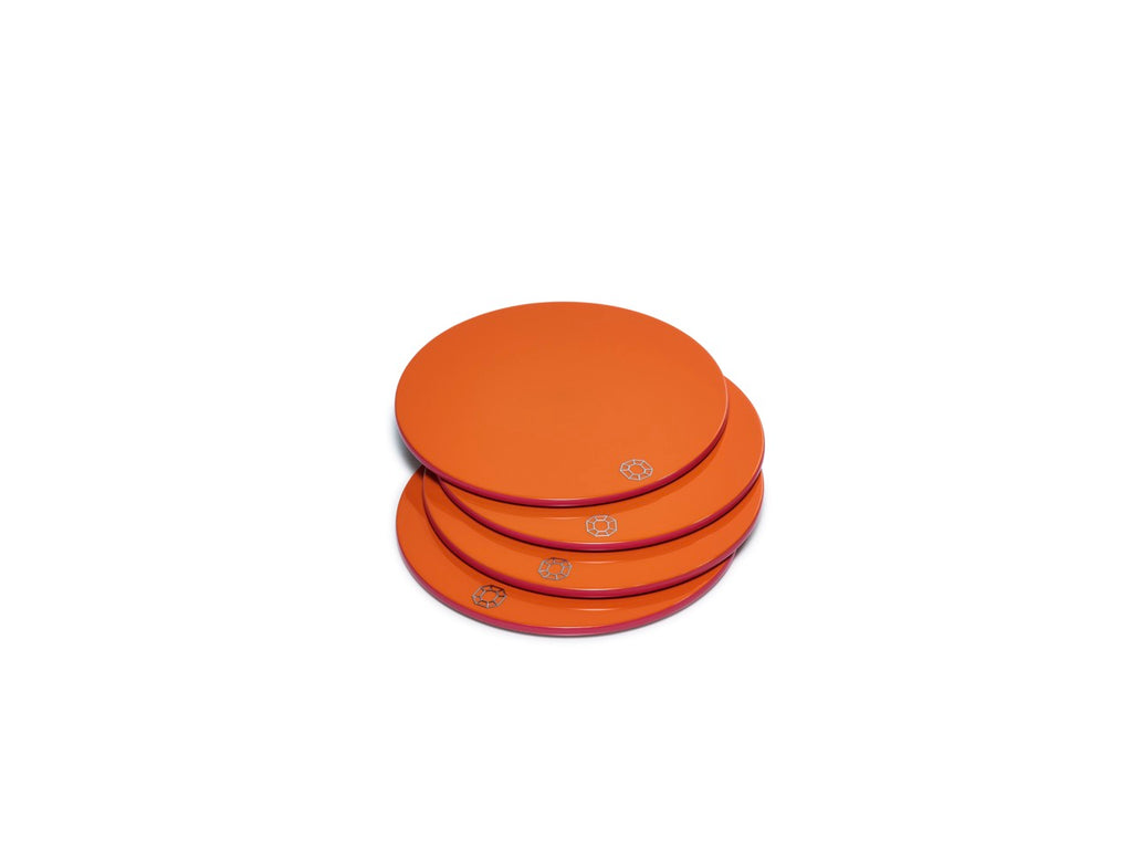 Octogone Coasters in Orange & Pink, Set of 4
