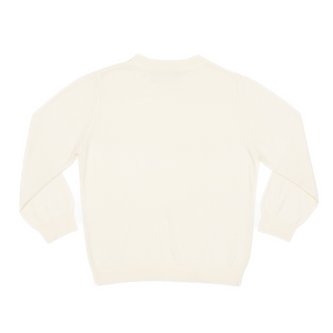 Henry Duvall boys ivory crewneck sweater, classic fall knitwear for school, holidays, and layering, cozy anti-pilling knit