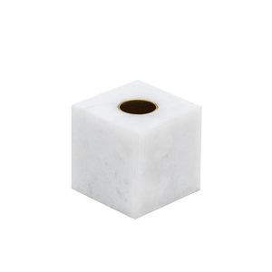Cube Candlestick in White Quartz