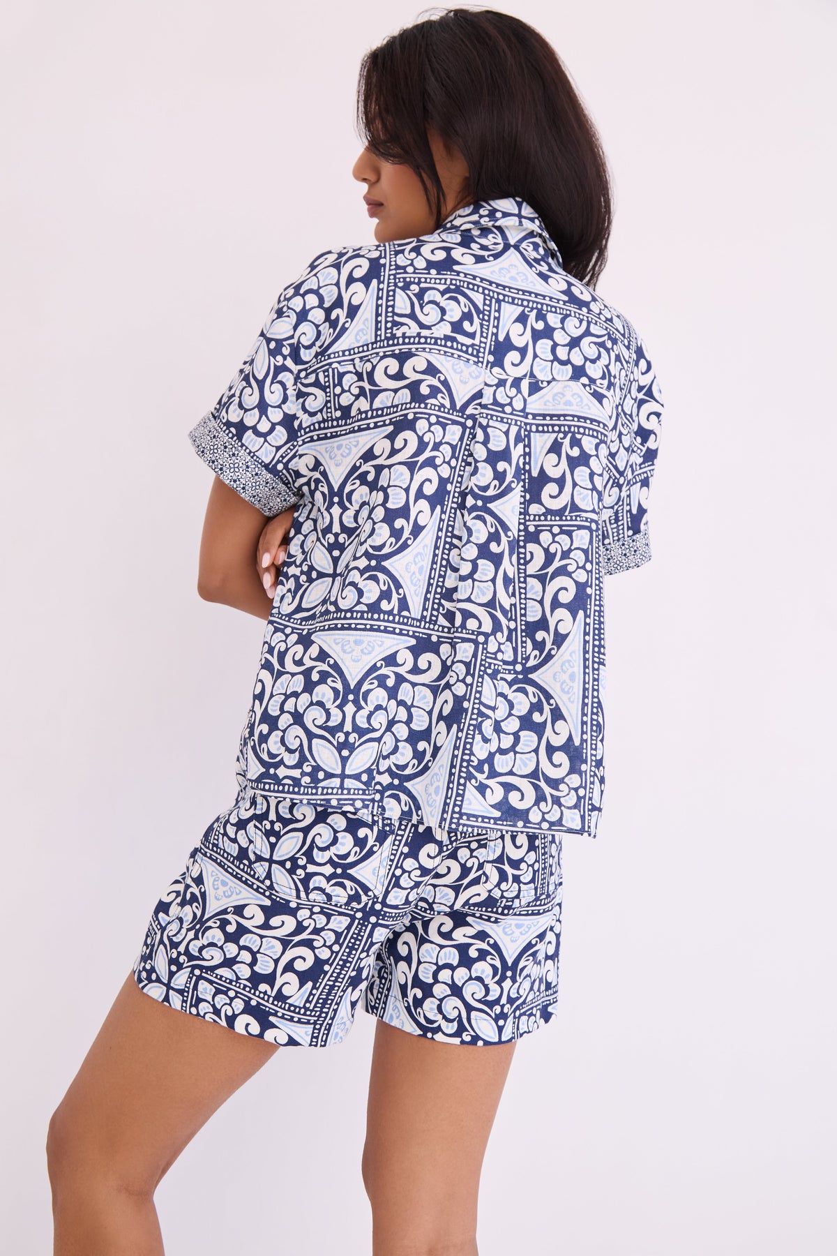 Xenia Short in Heart Tile Navy