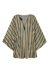 Cavalo Linen Poncho in Aquamarine Palms & Green Stripes