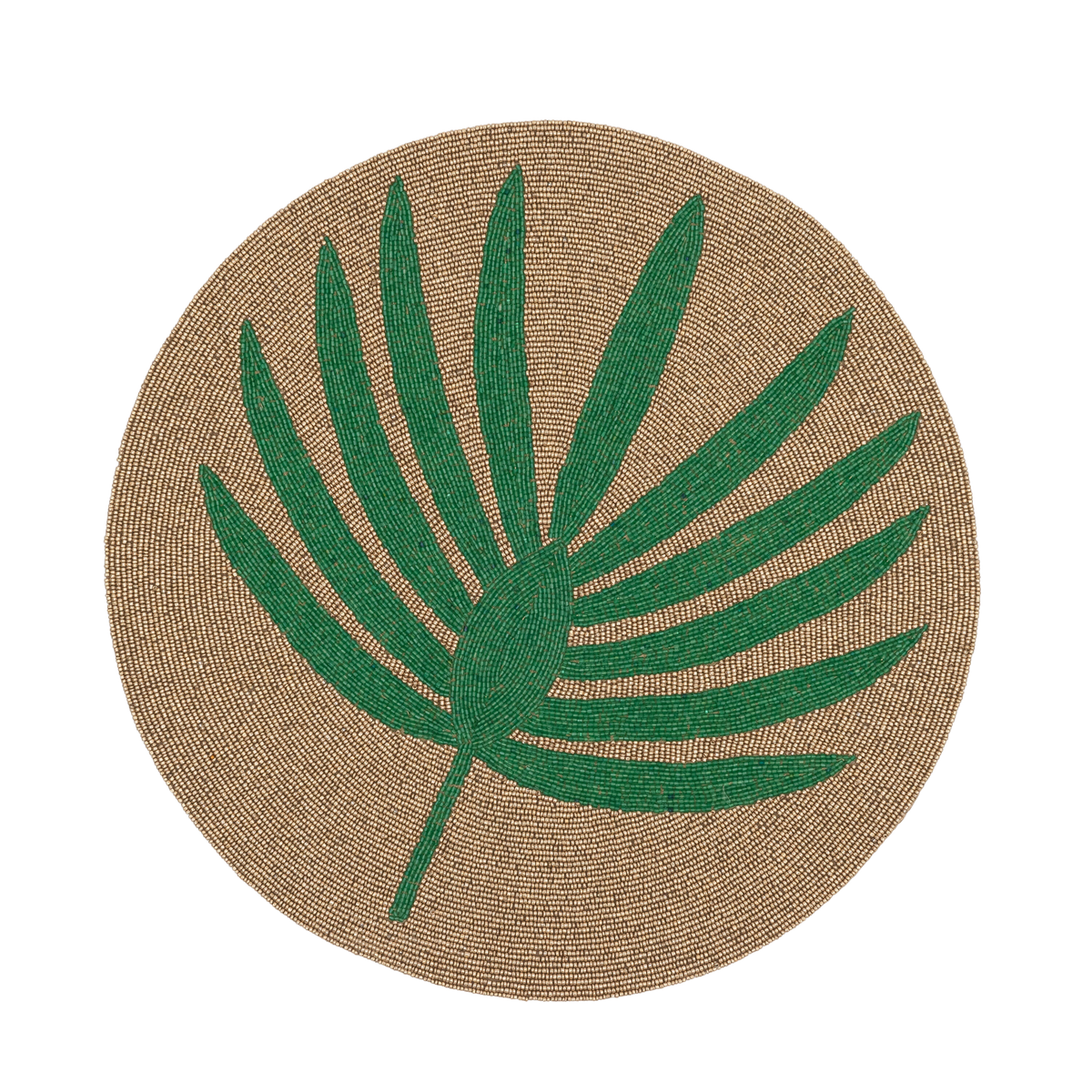 Palm Frond Hand Beaded Placemat in Green