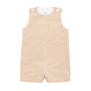 Henry Duvall Oliver Overalls in King’s Way Khaki Corduroy, classic toddler boys fall outfit with relaxed fit, perfect for layering with Peter Pan shirts or coordinating sibling looks