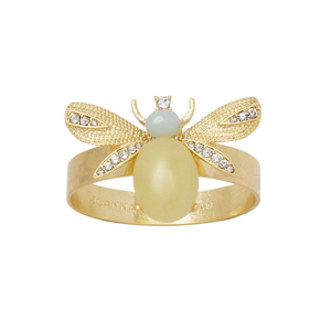 Etched Wing Bug Skinny Napkin Rings in Lemon Jasper, Set of Four
