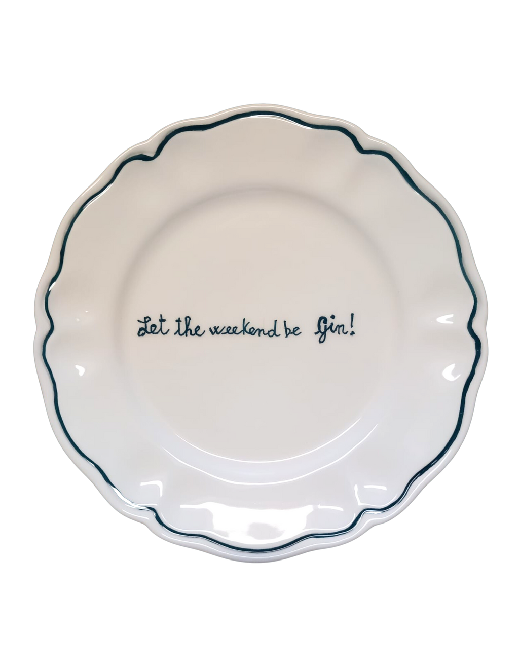 Let the Weekend be Gin Scalloped, Plate Set of 6