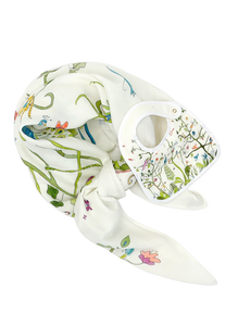 Tropical Chinoiserie Shawl Blanket & Bib Set