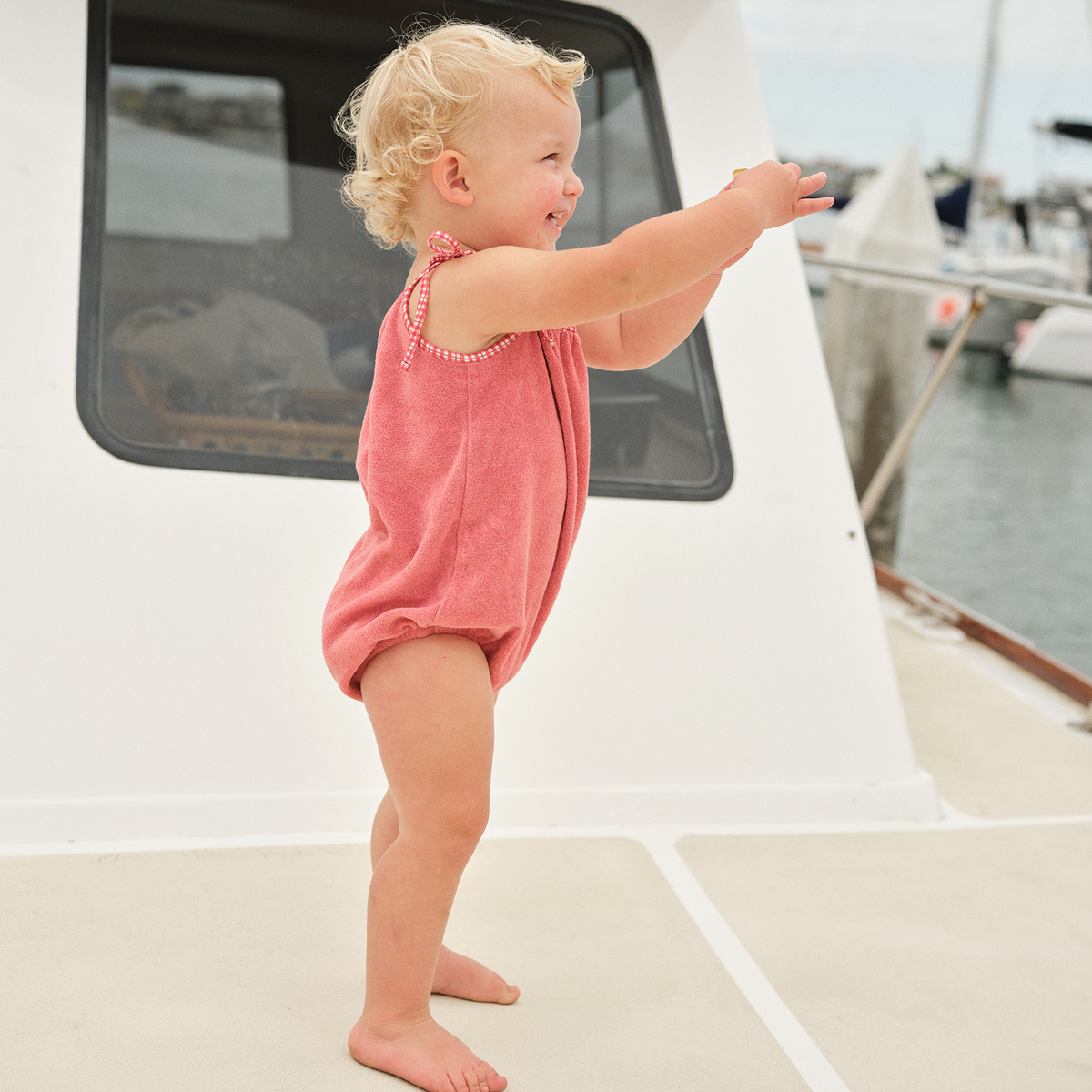 Baby Poppy Red French Terry Romper