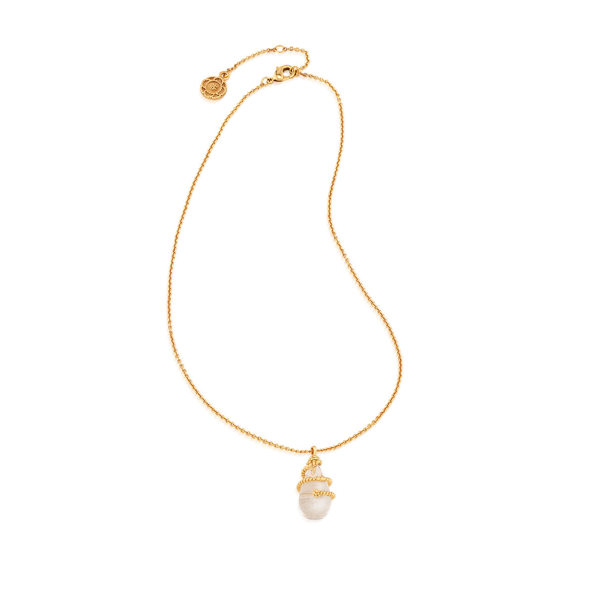 Lily Charm Necklace in Clear Quartz