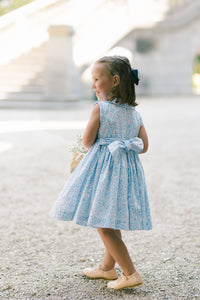 Olympe Floral Blue Sleeveless Smocked Dress