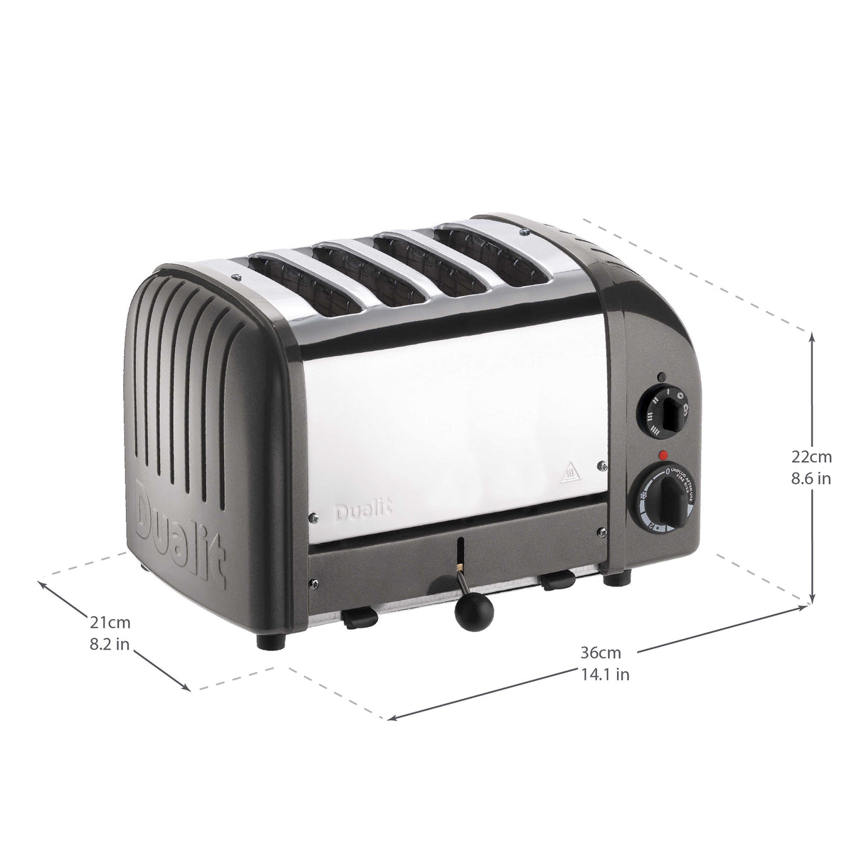 4 Slot Classic Toaster in Metallic Charcoal