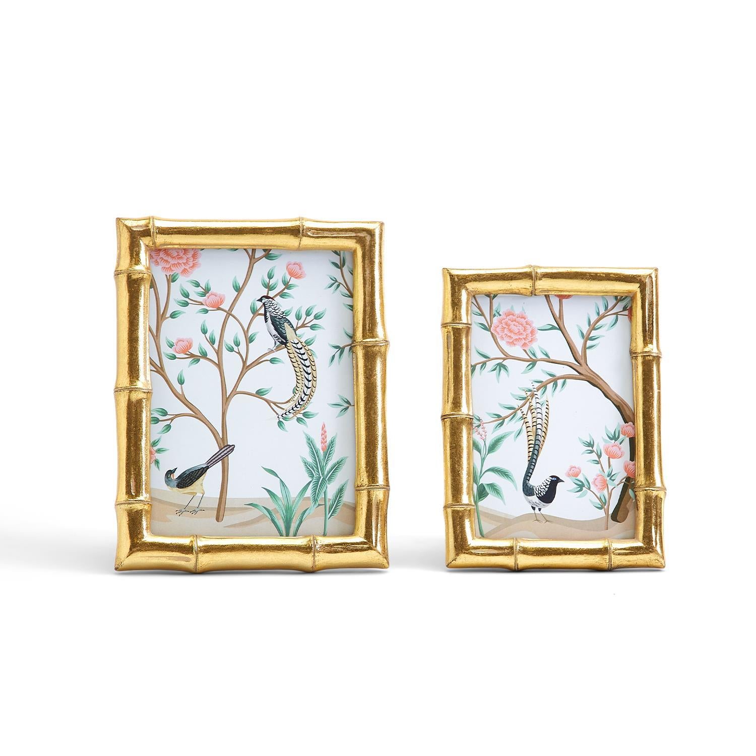 Gold Faux Bamboo Photo Frame, Set of 2