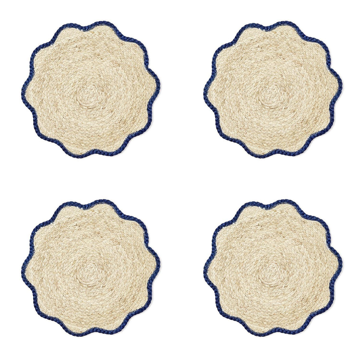 Handwoven Scalloped Edge Placemats, Set of 4