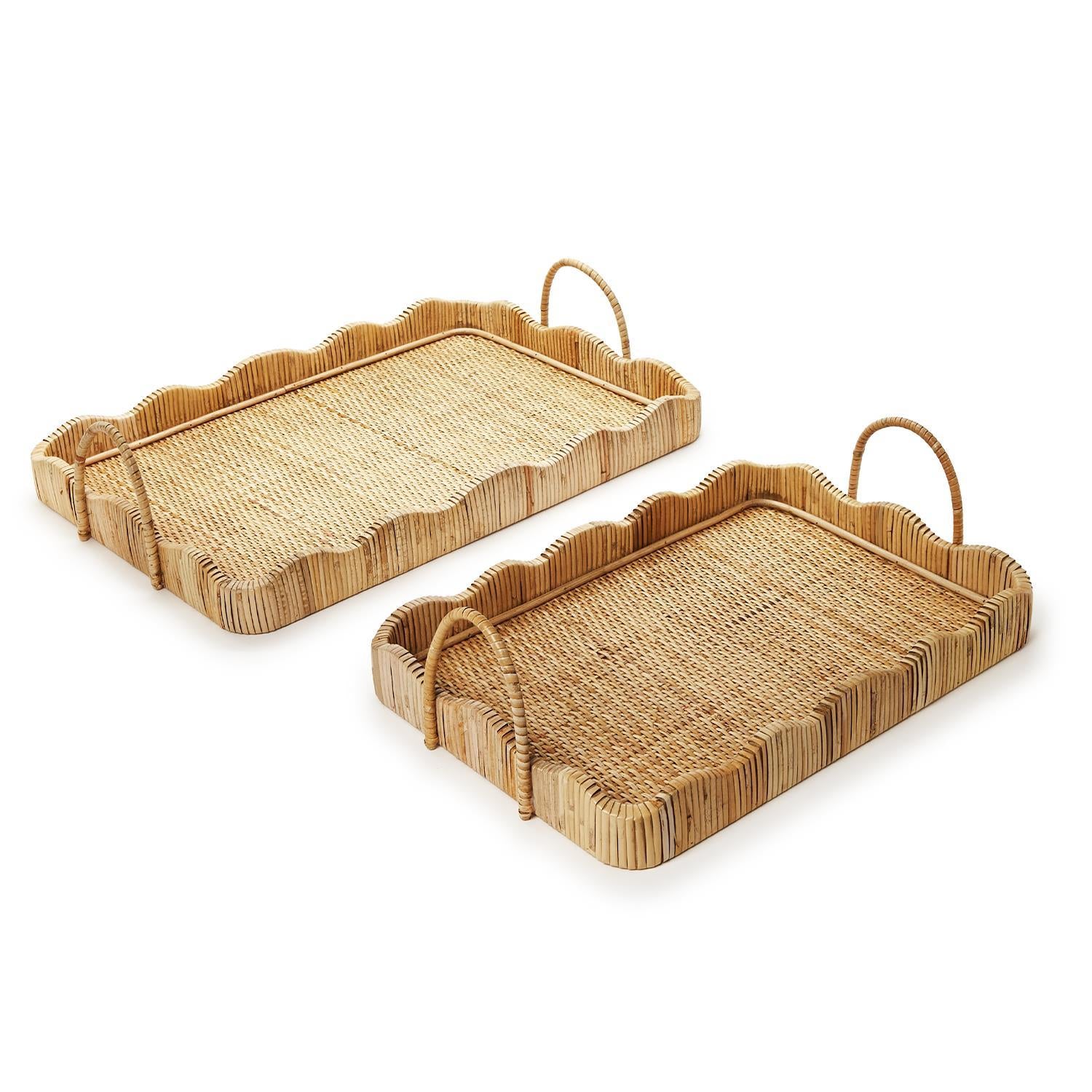 Scalloped Edge Trays with Handles, Set of 2