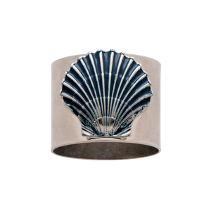 Painted Shell Napkin Rings in Blue, Set of Two