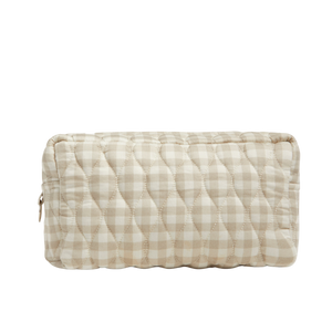 Toiletry Pouch in Beige Gingham