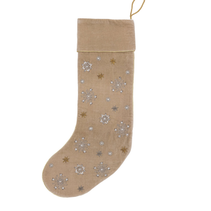 Extra Large Snowflake Stocking in Taupe