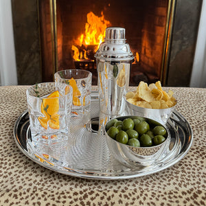 Vintage 14" Round Engine-Turned Tray