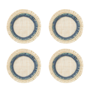 Ruffle Edge Straw Coasters in Indigo