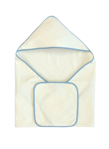 Piped Hooded Bath Towel and Washcloth Set
