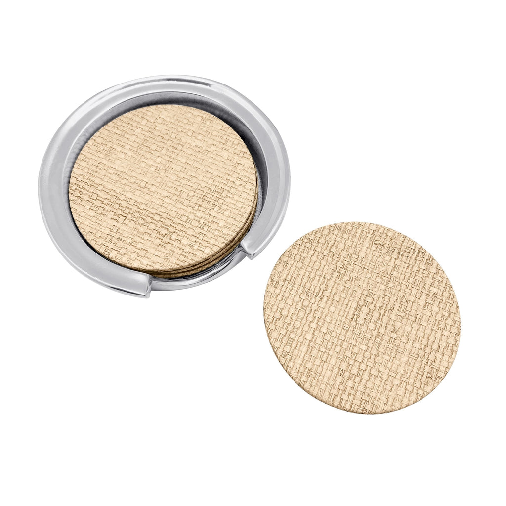 Coconut Grove Faux Grasscloth Signature Coaster, Set of 2