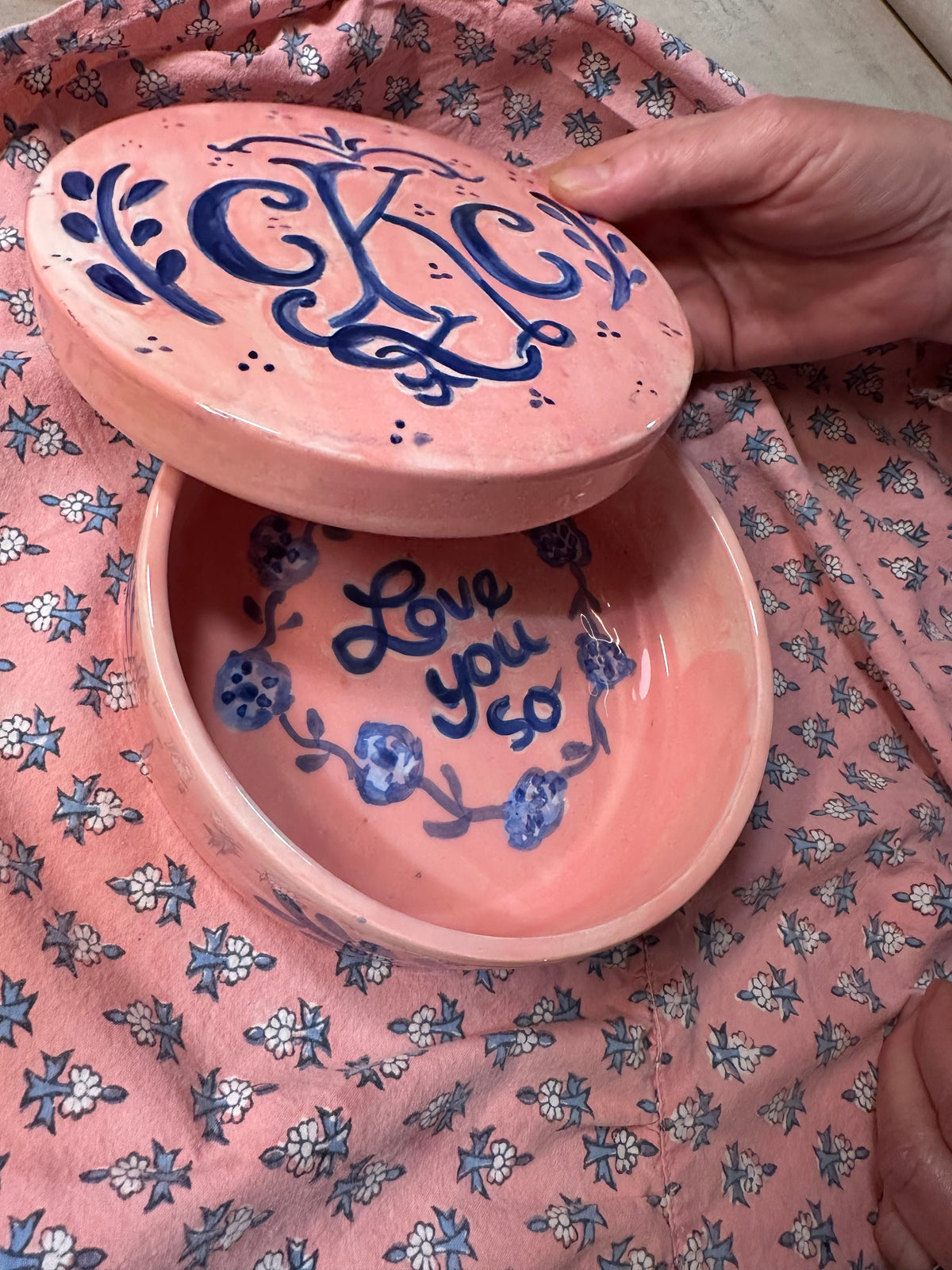 Round Keepsake Box (Pink and Blue) - Premium  from Tricia Lowenfield Design 