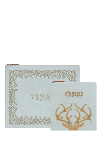 Naftali Tallit and Tefillin Bag Set, Sage Outline