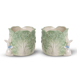 Cabbage and Bunny Cachepots, Set of 2