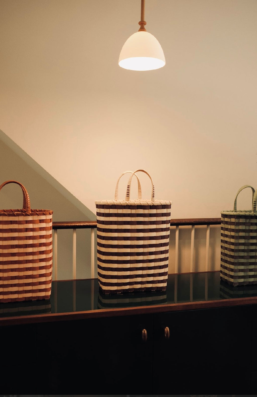 Retro-Striped Towel Tote in Maroon & Golden Yellow