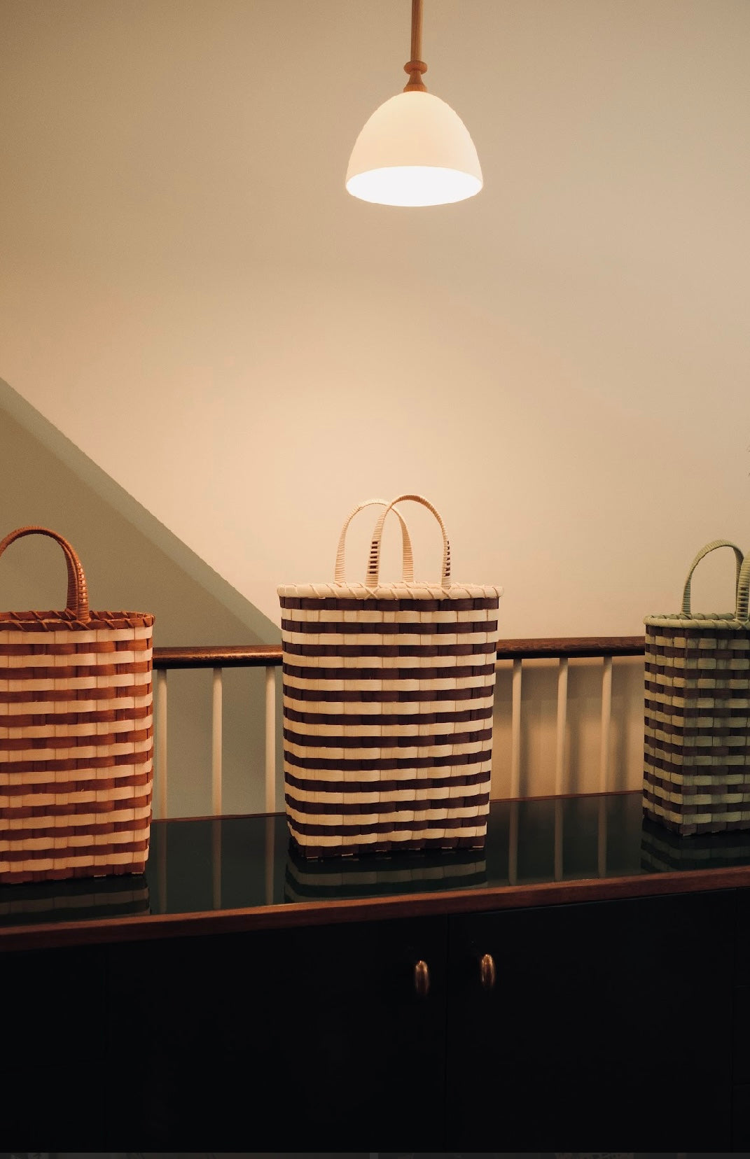 Retro-Striped Towel Tote in Maroon & Golden Yellow