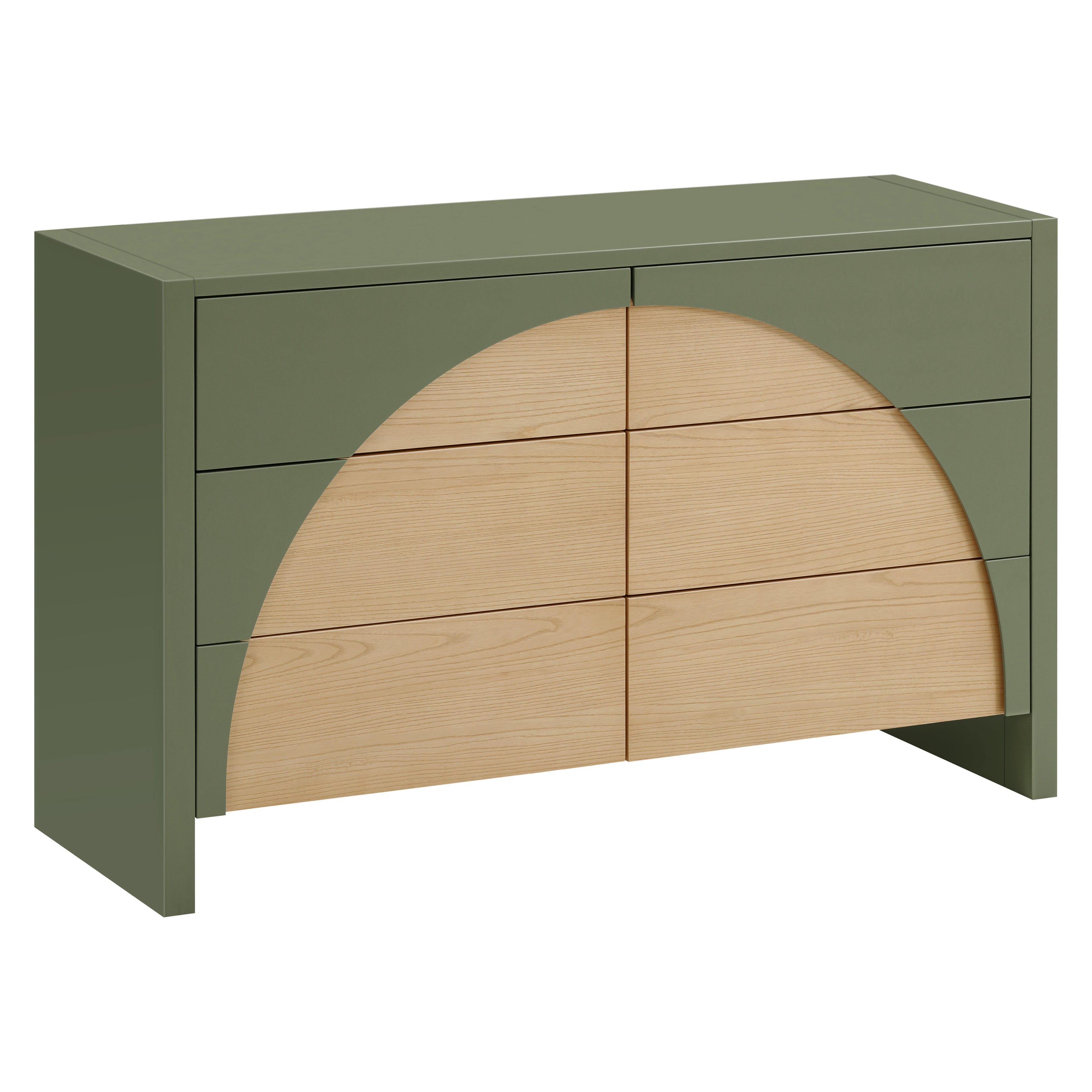 Moab 6-Drawer Wide Assembled Dresser (56") in Olive & Ash