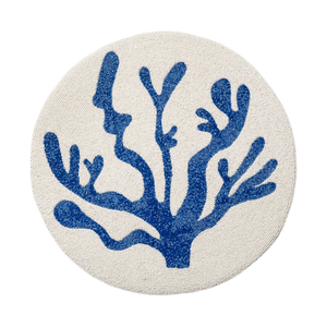 Coral Hand Beaded Placemat in Cobalt