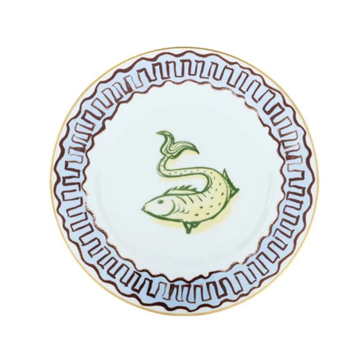 Ill Viaggio Di Nettuno Dessert Plate in Light Blue & Yellow