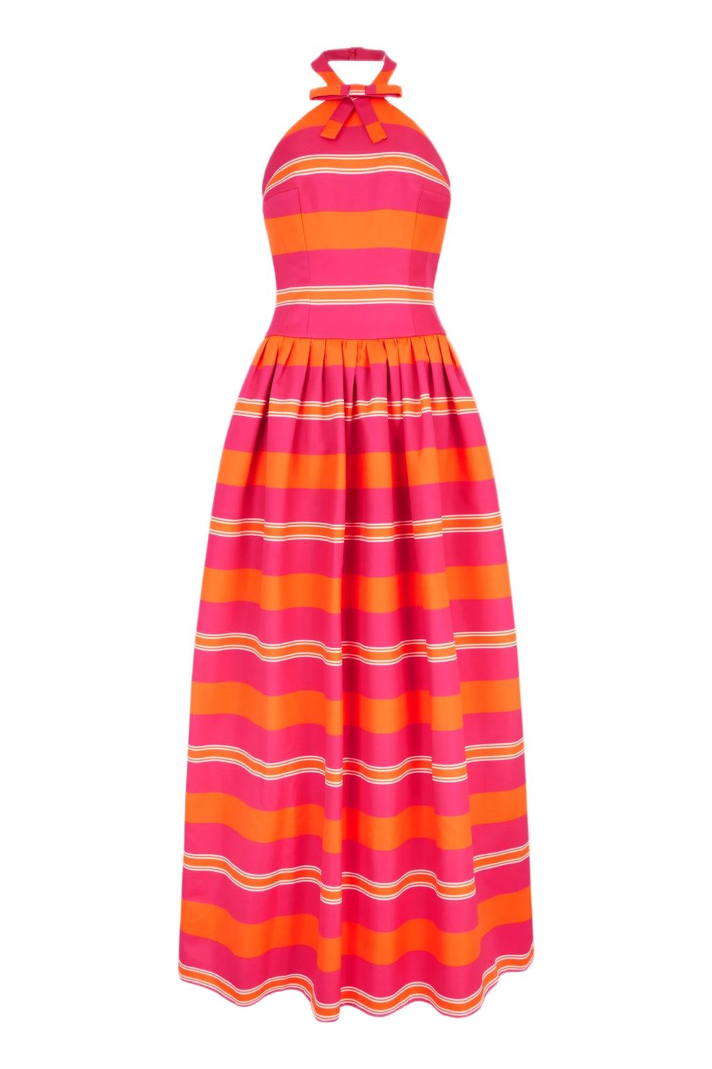 Sweeny Dress in Hot Pink & Orange Striped Taffeta Faille