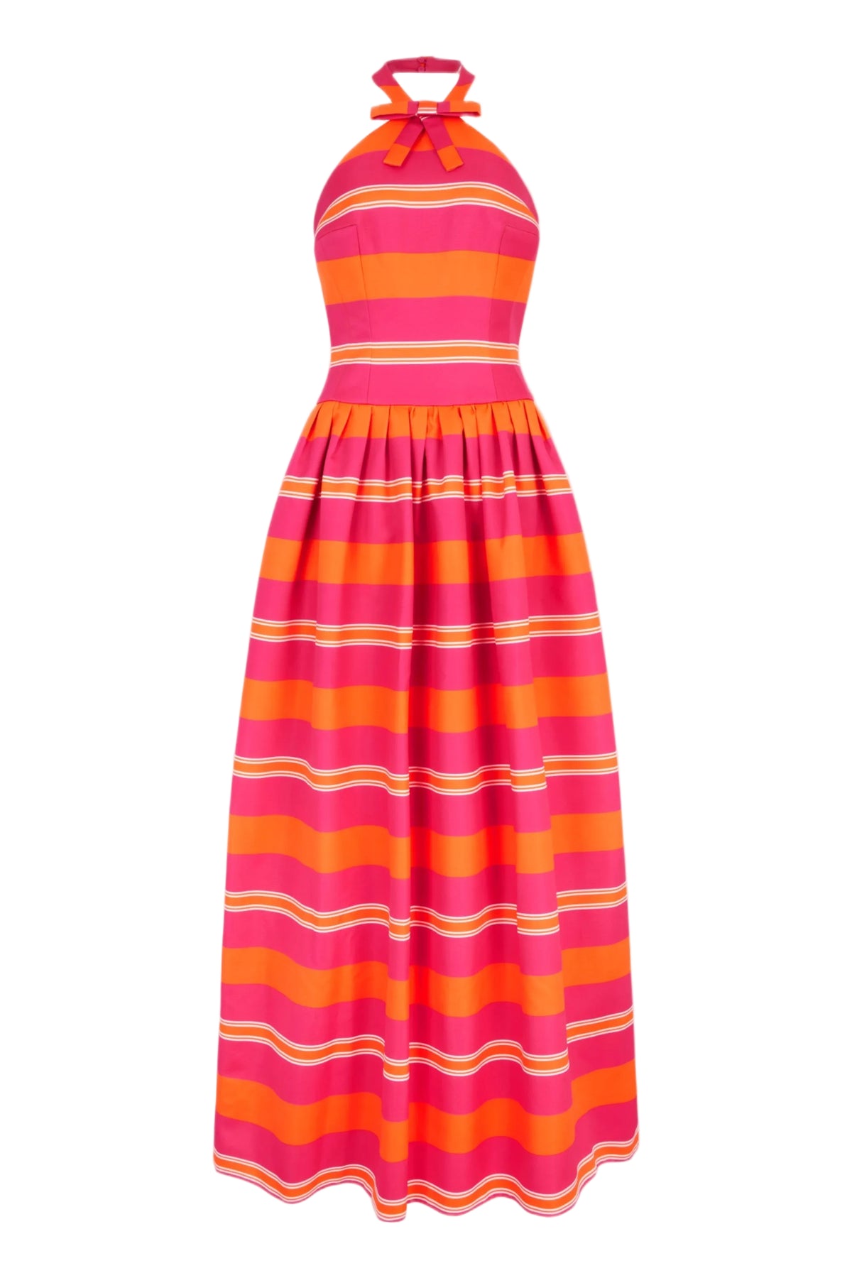 Sweeny Dress in Hot Pink & Orange Striped Taffeta Faille