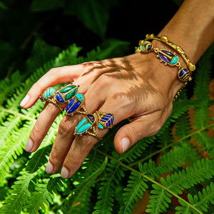 Scarab Petite Ring in Turquoise/Lapis