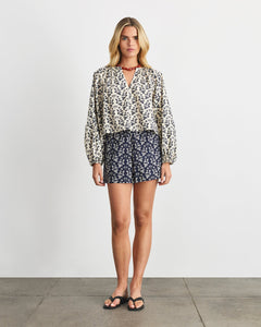 Adelina Top in Cream/Maritime Blue Multi