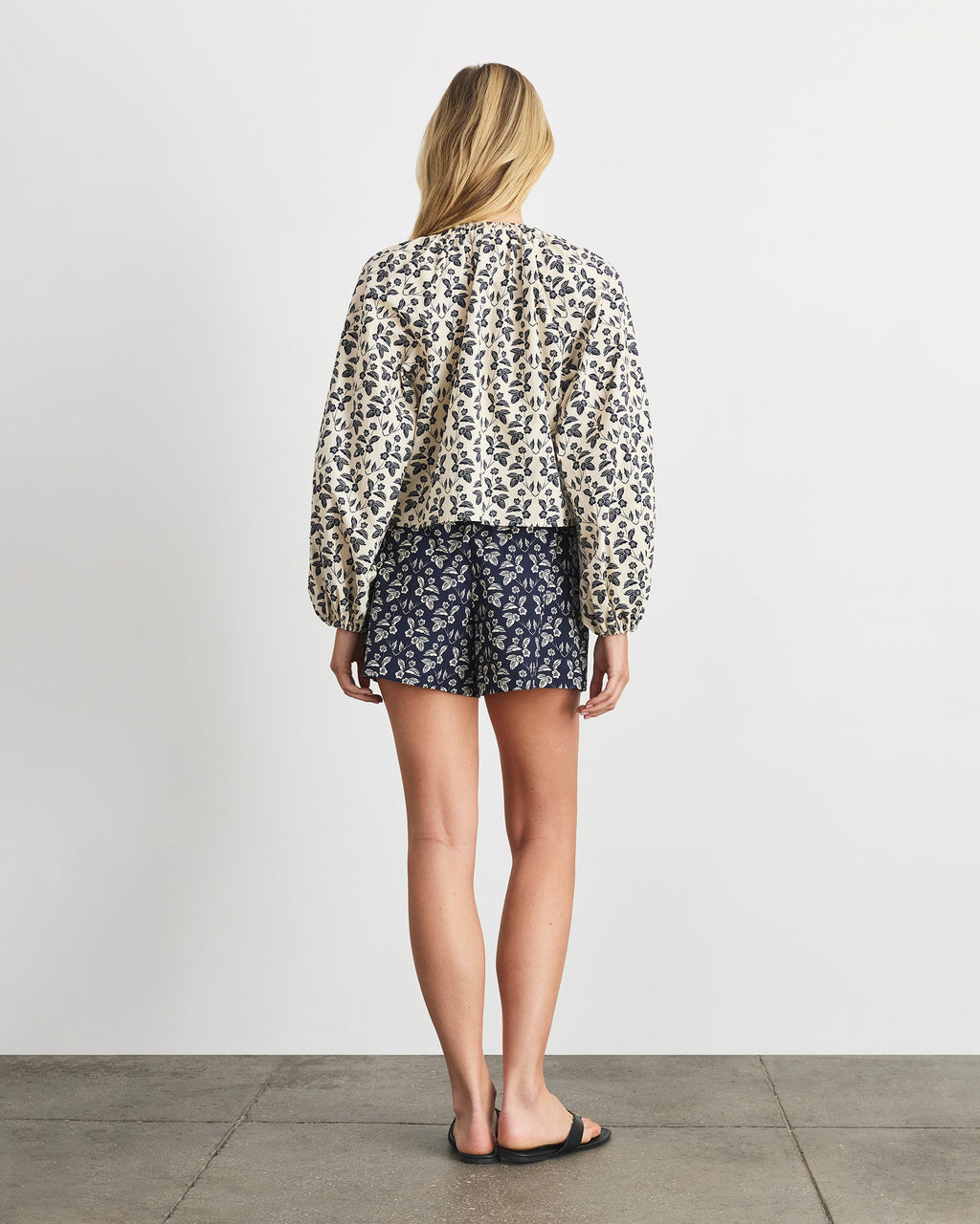 Adelina Top in Cream/Maritime Blue Multi