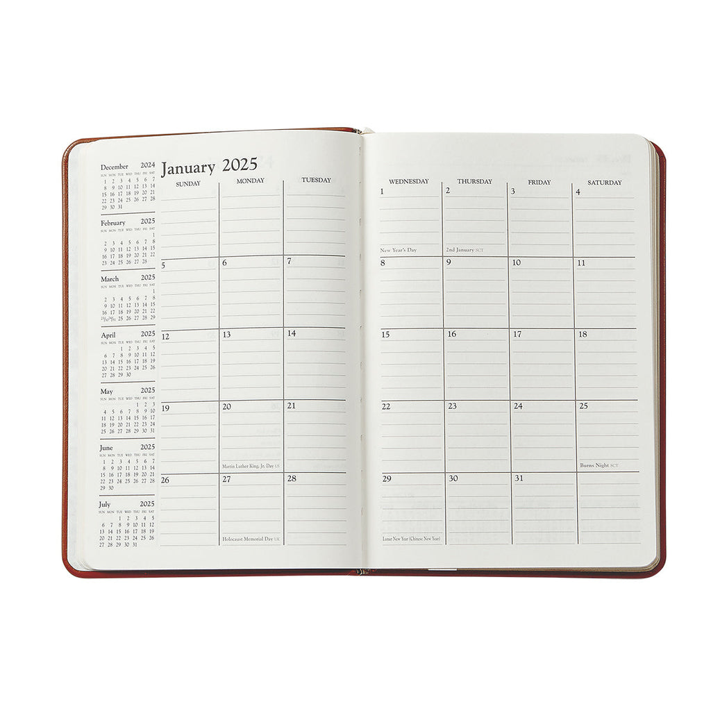 2026 Daily Journal in Wine Pebble Grain Leather