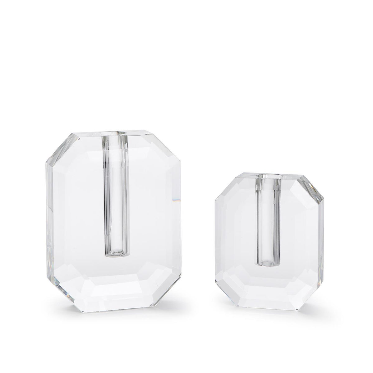 Hex Crystal Vase, Set of 2