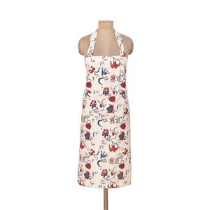 Fleur Des Indes Apron in Blue & Red