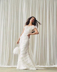 Patti Gown in Ivory Satin Face Organza