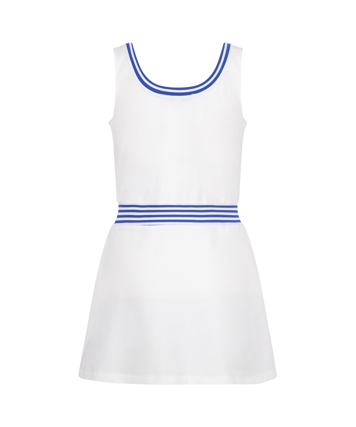 Ashby Dress in Bright White with Cadet Blue Stripe