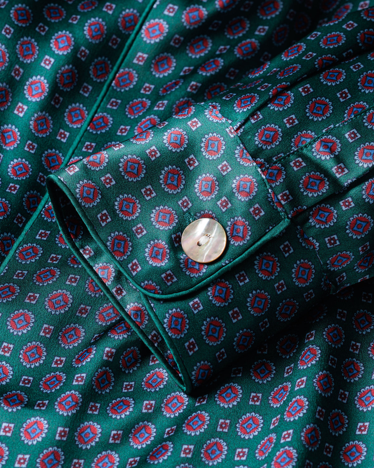 Men’s Silk Pajama Set in Emerald Foulard