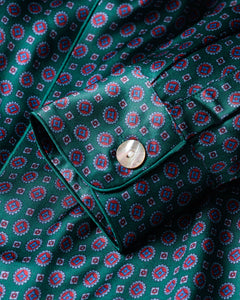Men’s Silk Pajama Set in Emerald Foulard