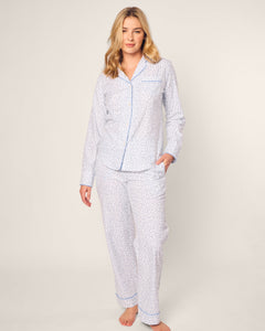 Women’s Twill Pajama Set in Bluehearts