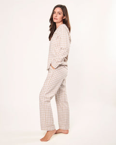 Women’s Twill Pajama Set in Camel Gingham