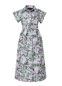 Harper Dress Pink Abstract Floral Jacquard