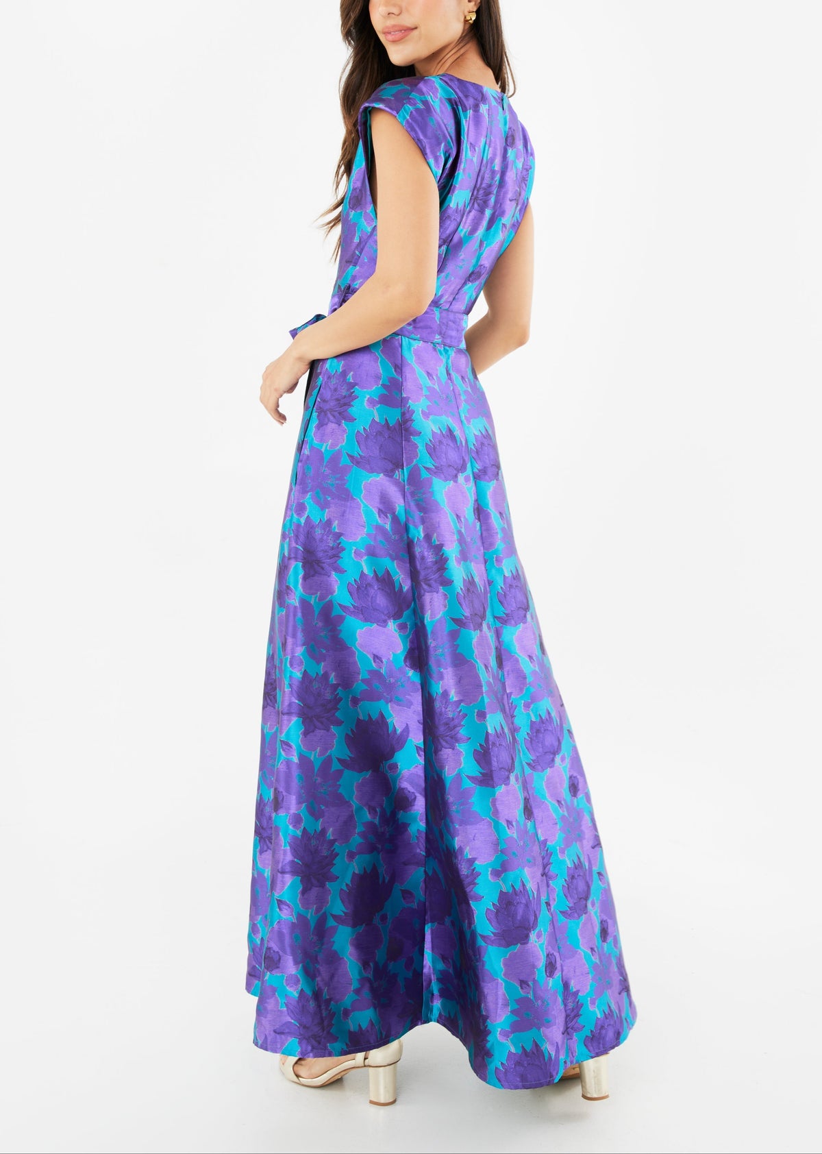 Olivia Gown Purple Floral Silhouette Jacquard